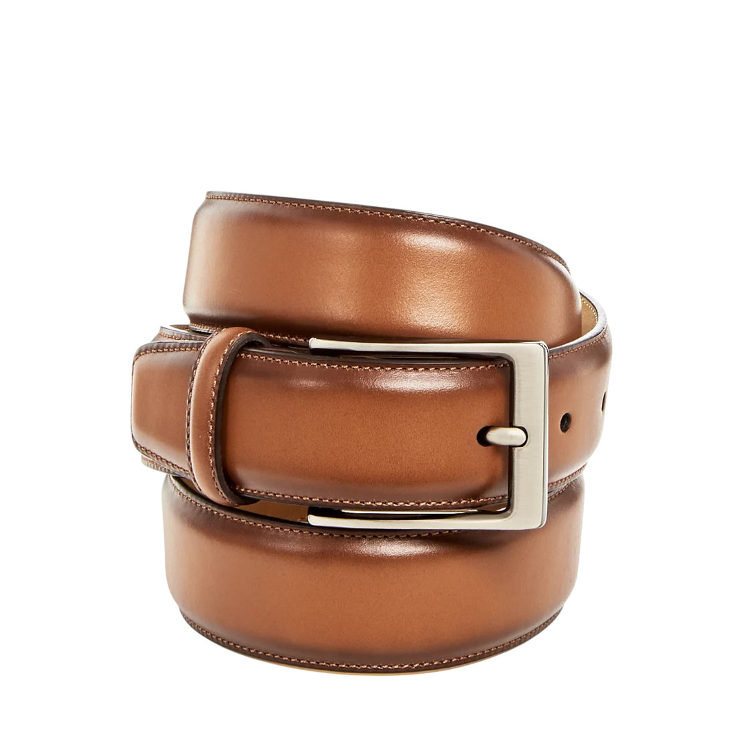 Exclusive Men's Genuine Leather Belt Silver Tone Classic Buckle, Premium Finish