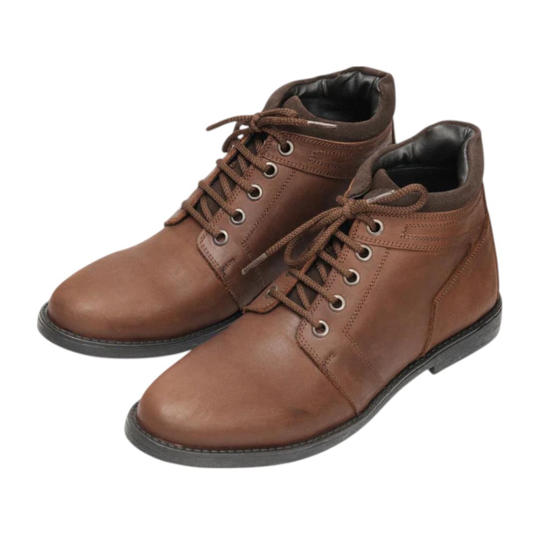 Luca Brown Oily Cow Leather Ankle Boots for Men Handcrafted Comfort & Rugged Finish